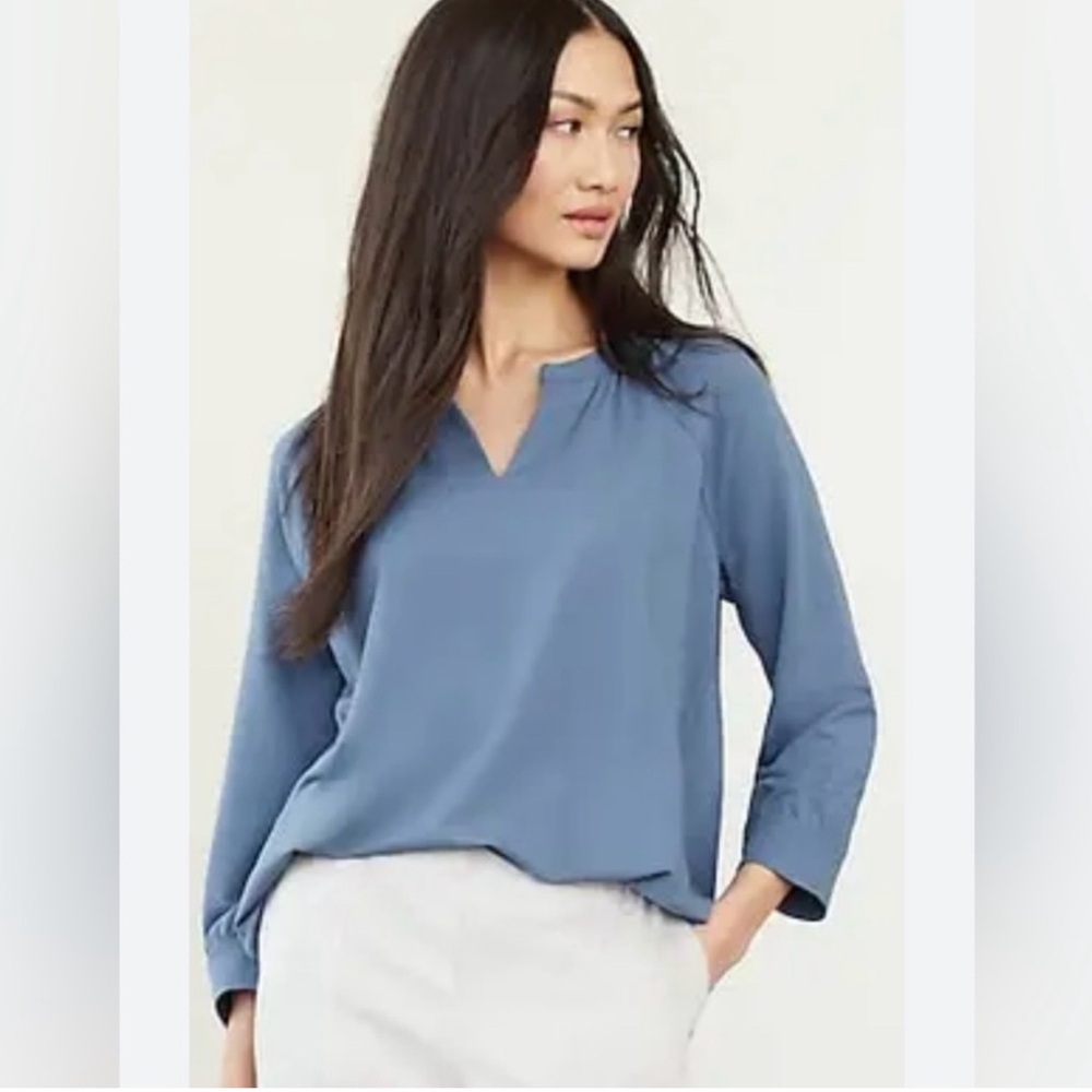 NWOT J Jill Pure Jill French Affinity Terry Top, Blue, Size Small
